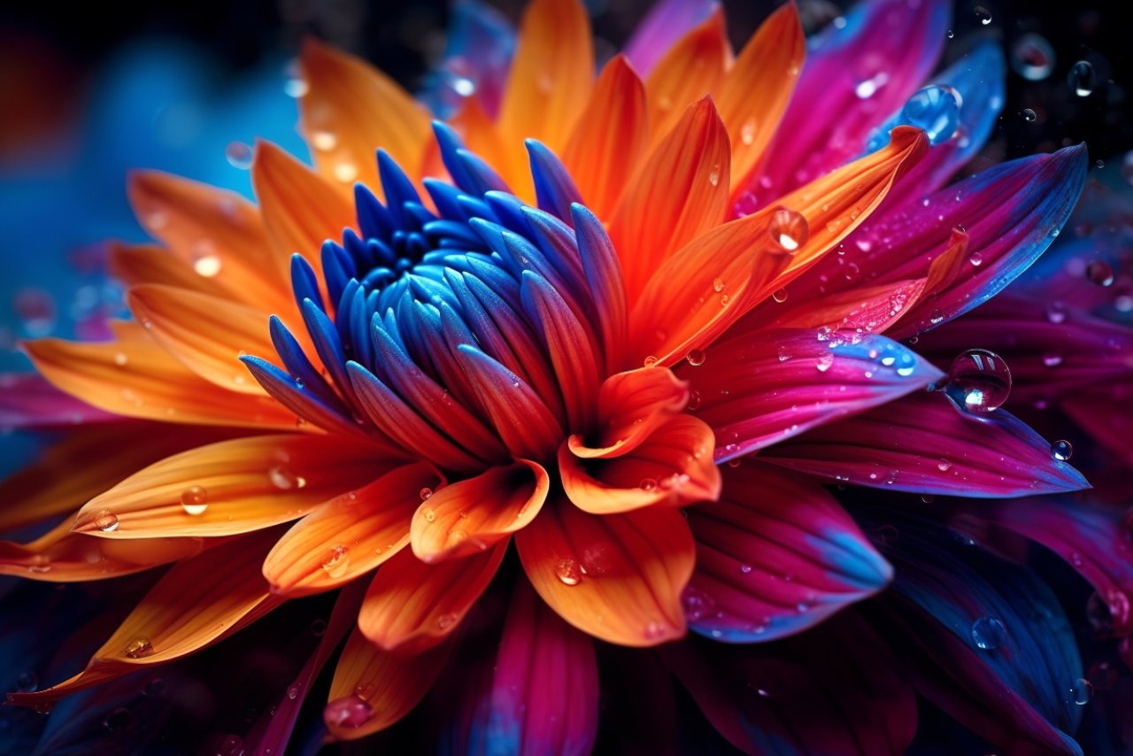 Bright flower with multi-coloured petals.